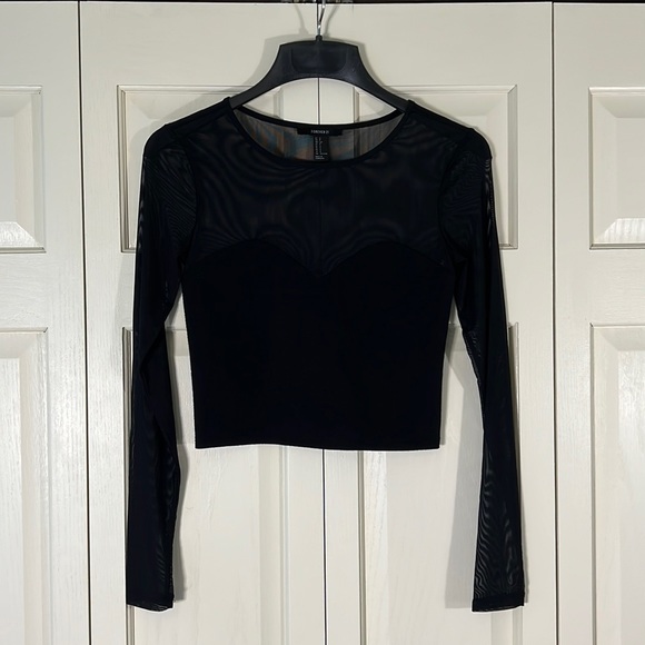 Forever 21 Sheer Sweetheart Black Crop Top - Picture 2 of 4